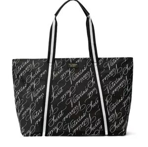 Victoria's Secret Weekender Large Black Tote Zip Duffle Bag NEW $59.95 HOT